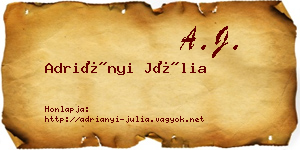 Adriányi Júlia névjegykártya